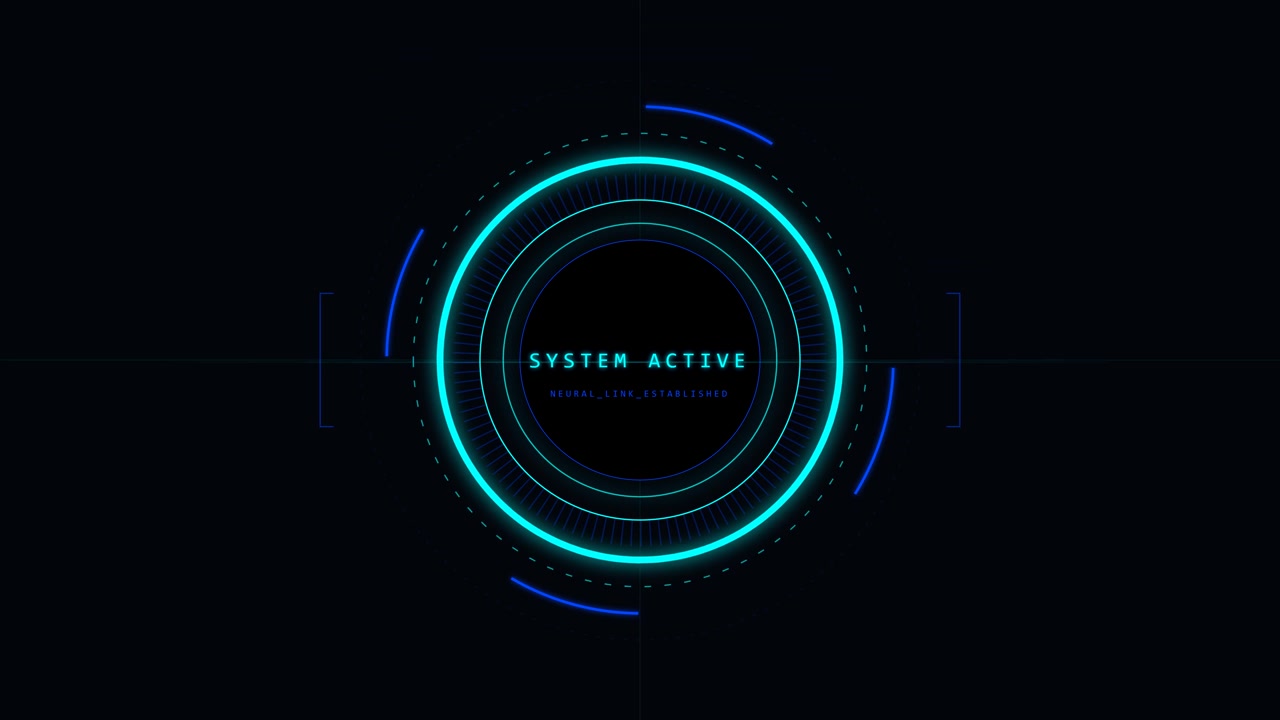 Futuristisk digital HUD-grænseflade med "System Active"-tekst