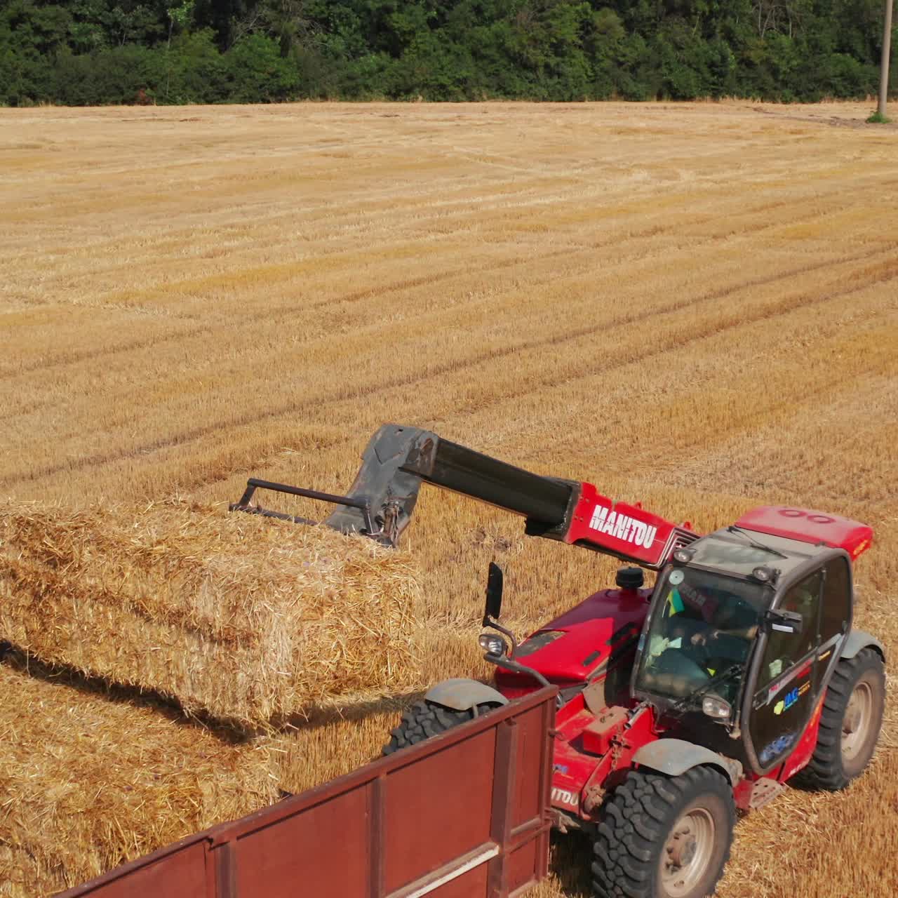 Tractor wheat farming landscapes. Agronomy farmland fields