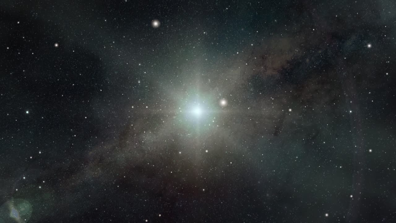 어둡고 별이 가득한 우주의 밝은 빛