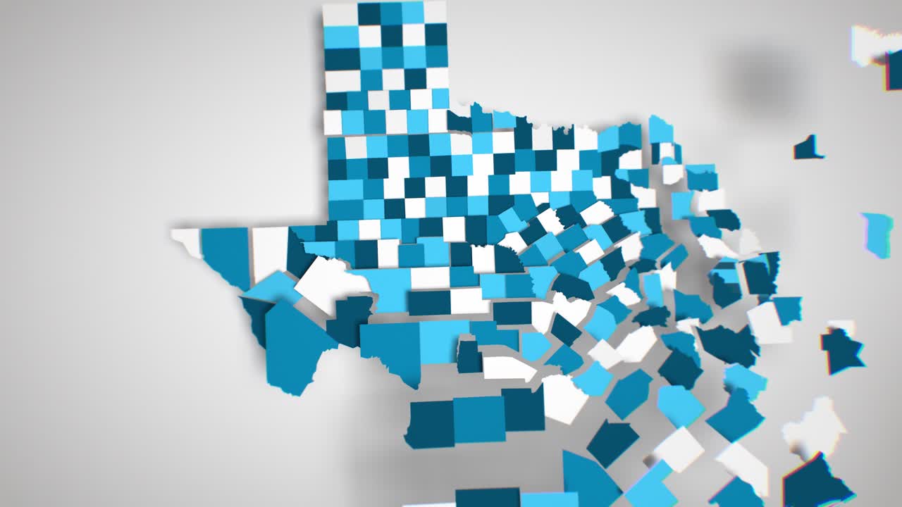 텍사스 포밍의 모션 그래픽 애니메이션 지도 - 흰색