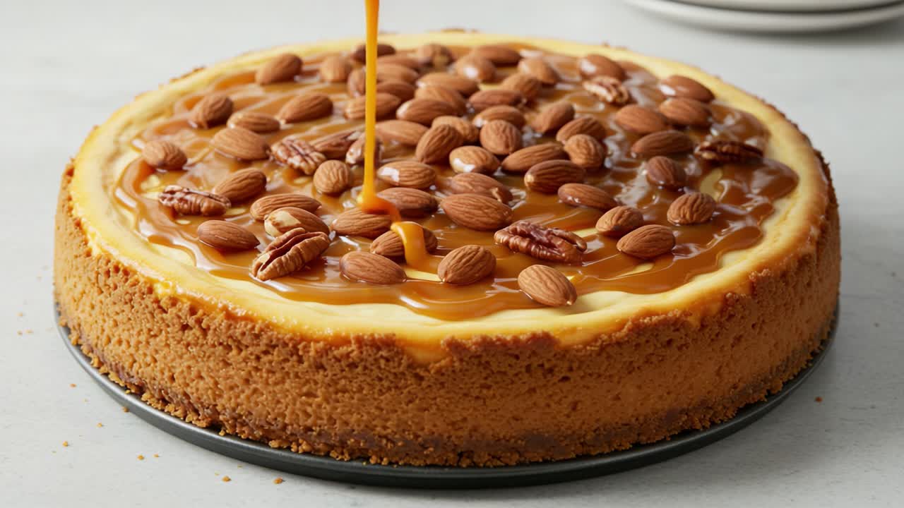 Caramel Almond Pecan Cheesecake
