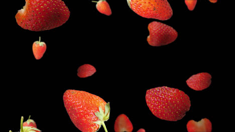 falling strawberries with alpha channel