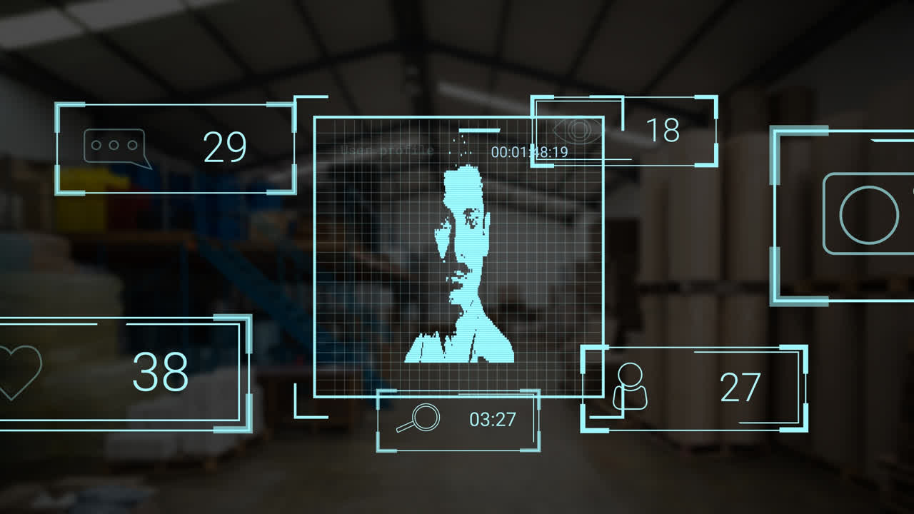 animación del procesamiento de datos sobre el almacén