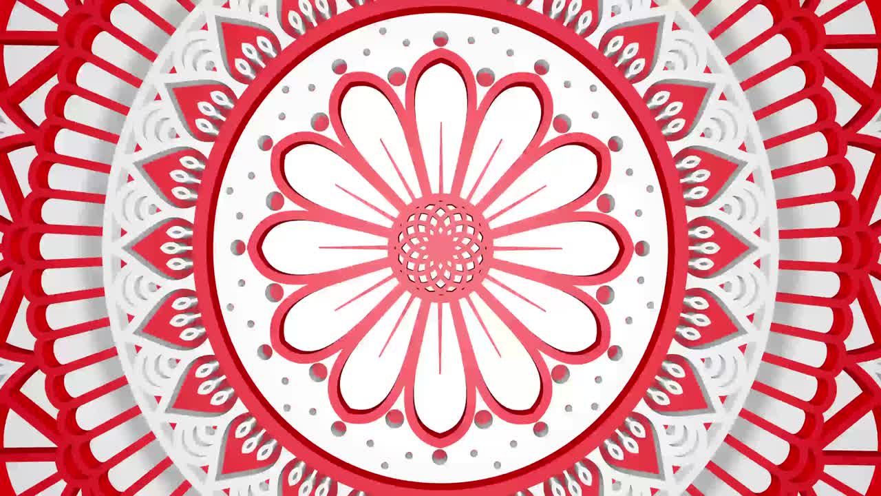 elementos de diseño decorativo girando mandala de color rojo y blanco. patrones con ornamento geométrico. símbolo ornamental circular.