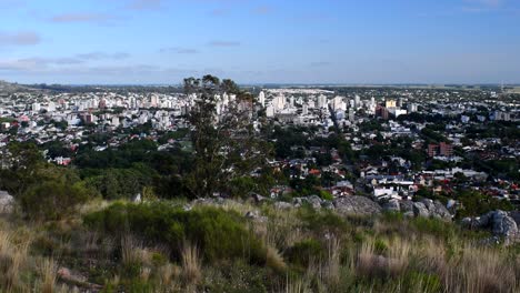 landscape view of the tandil city in argentina from the sierra de la ventana -wide shot