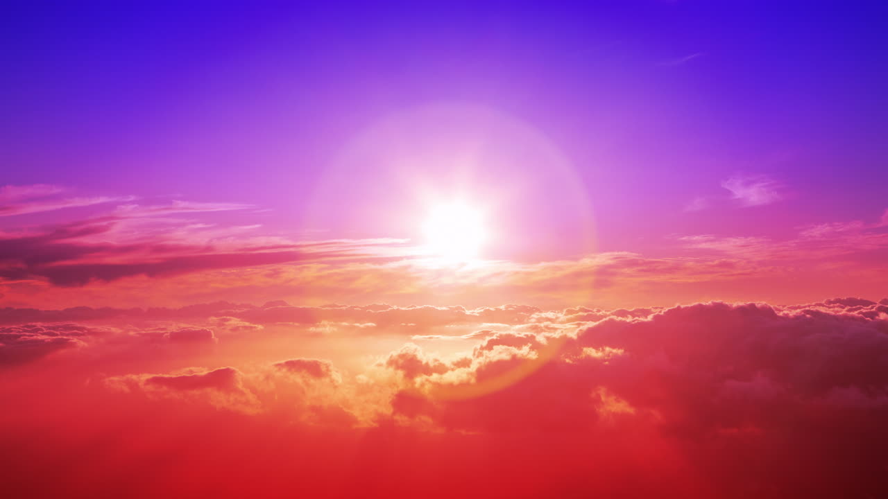 구름의 바다에서 해가 지는 것