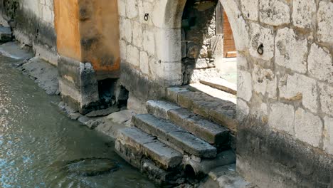 steps on central canal in annecy, france