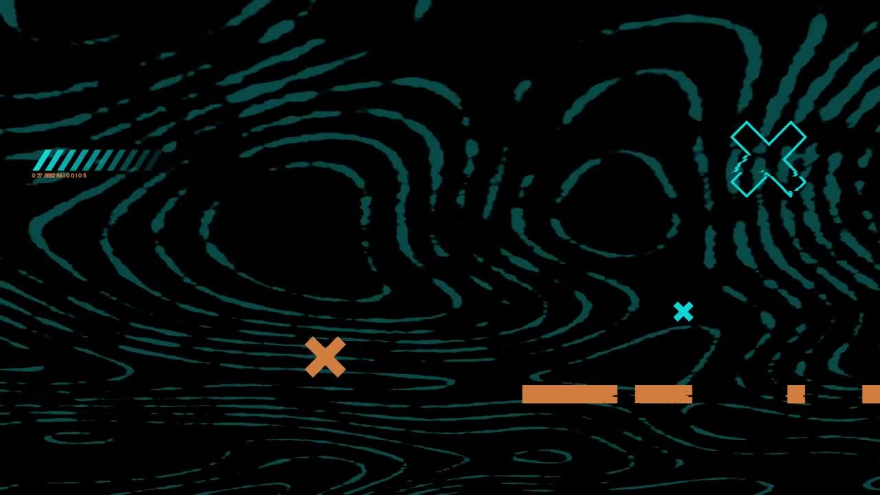 Animation of moving shapes over black background
