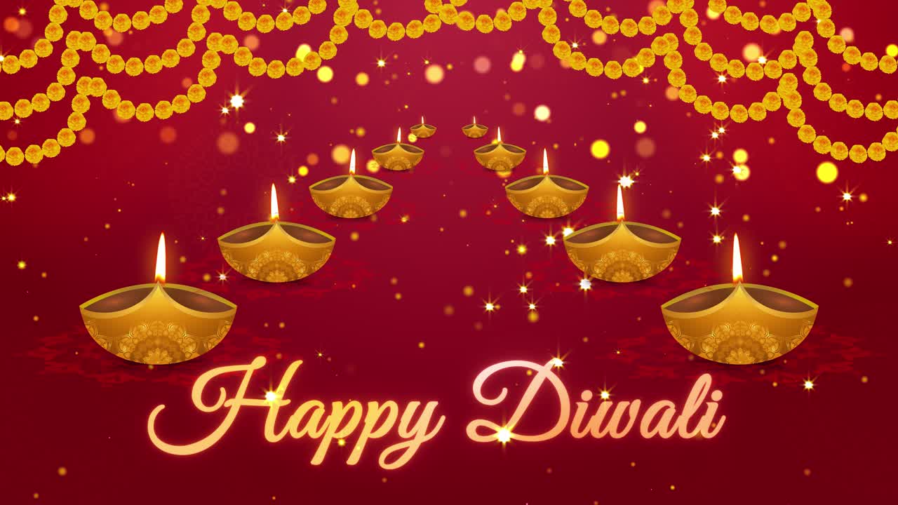 4K, bellissime lampade Rangoli floreali, elegante biglietto di auguri, sfondo festivo creativo indiano per Diwali.