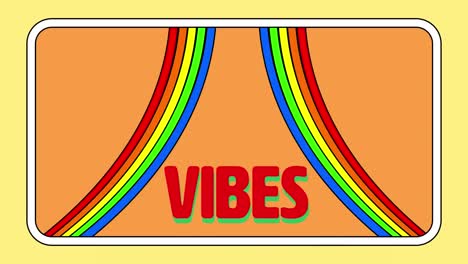 Animation-of-text-vibes-with-rainbow-on-colourful-background