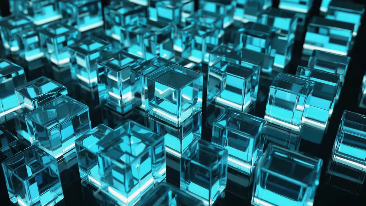 Abstract blue glass cubes