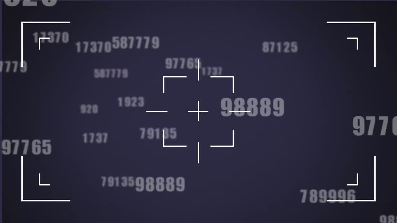 Scope scanning over multiple changing numbers floating on blue background