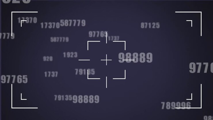 Scope scanning over multiple changing numbers floating on blue background