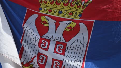 closeup of serbia national flag