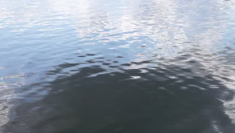 the surface of a lake reflects sky and clouds