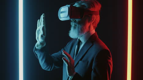 businessman experiencing virtual reality