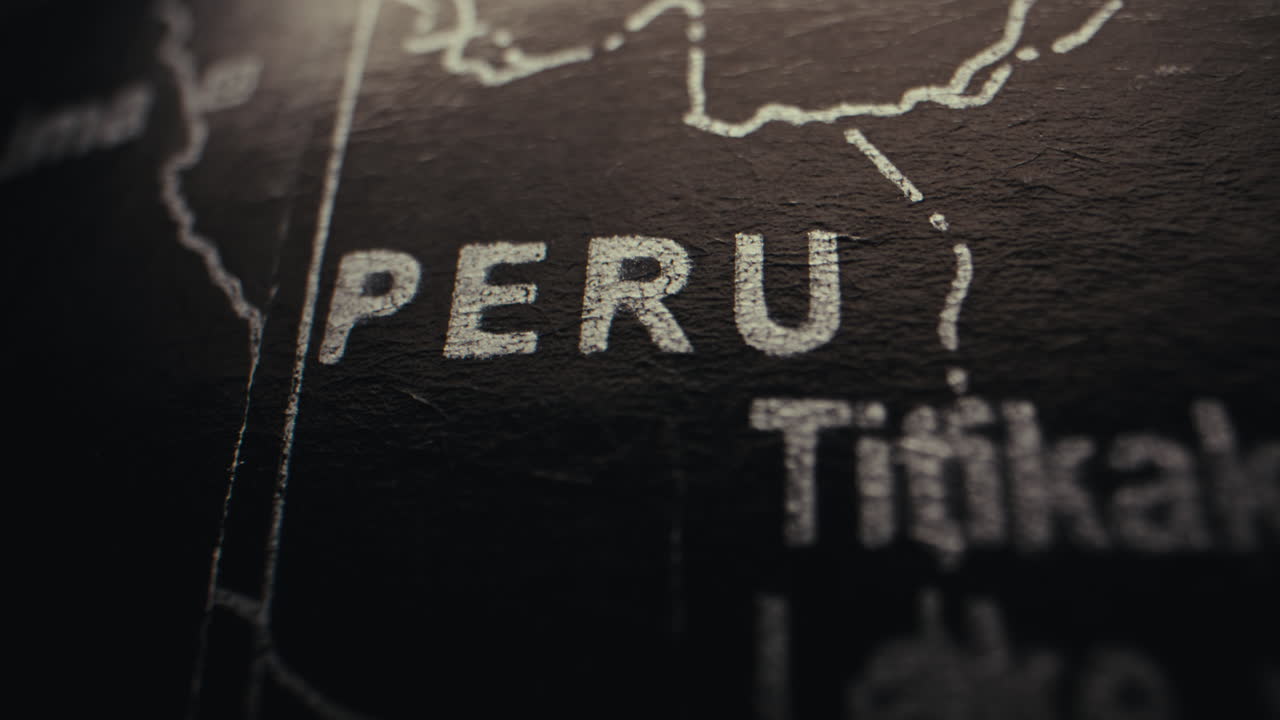 Close-up of Peru on a world map