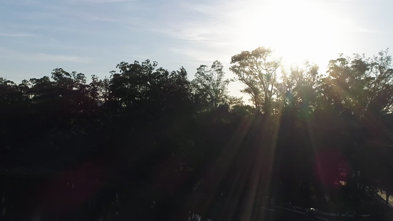 Aerial view to the lake in Ibirapuera park, Sao Paulo, Brazil