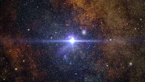 vía láctea en el universo y una luz brillante