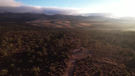 lovell canyon aerial view of sierra nevada california landscape, drone fly above red rock formation during sunset