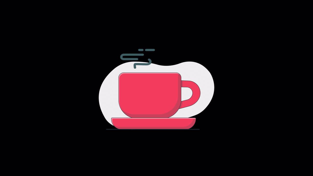 Animazione in Flat Design di una Tazza di Caffè Rossa Fumante