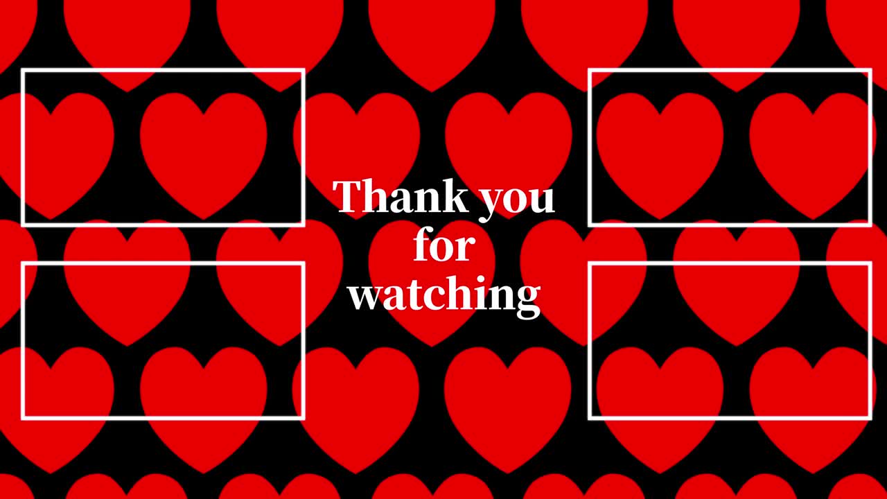 Motion graphics: schermata finale con cuore e movimenti semplici