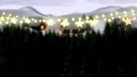 animation of glowing fairy lights over winter landscape