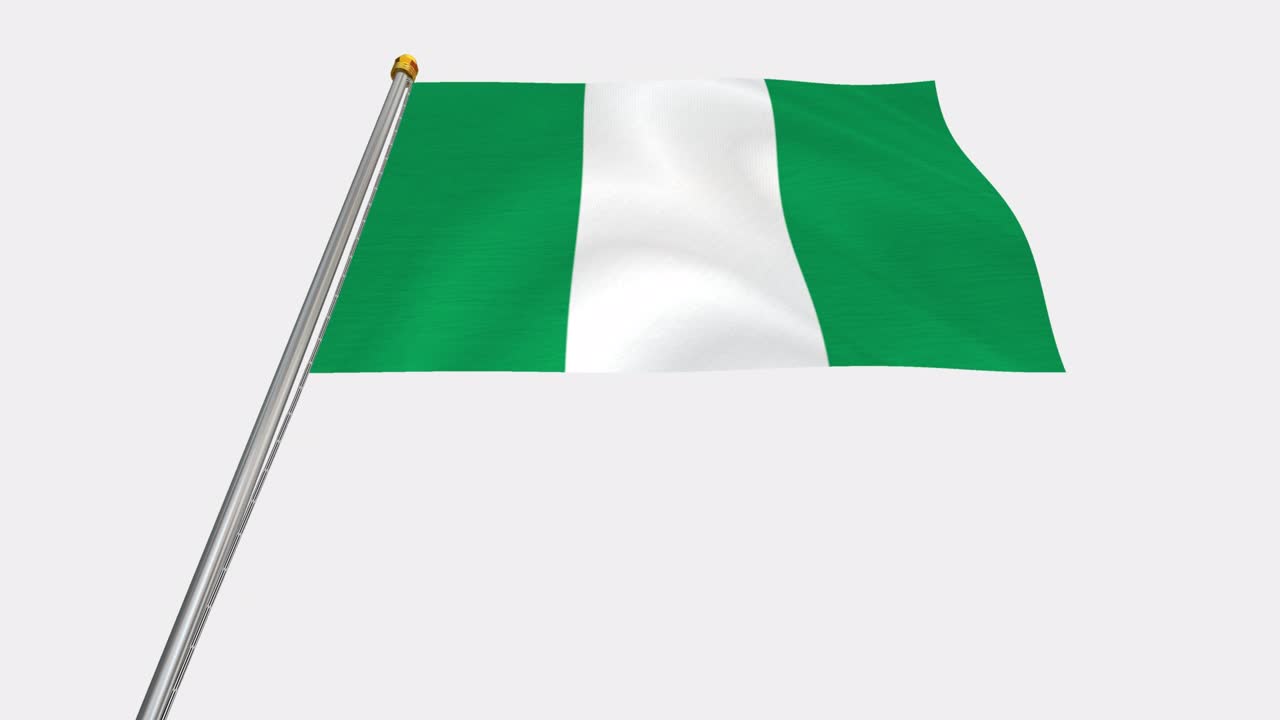 video de bucle de la bandera de nigeria revoloteando en el viento, video en cámara lenta de 4k, con canal alfa