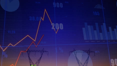 animación de datos del mercado de valores a través de líneas eléctricas y red eléctrica