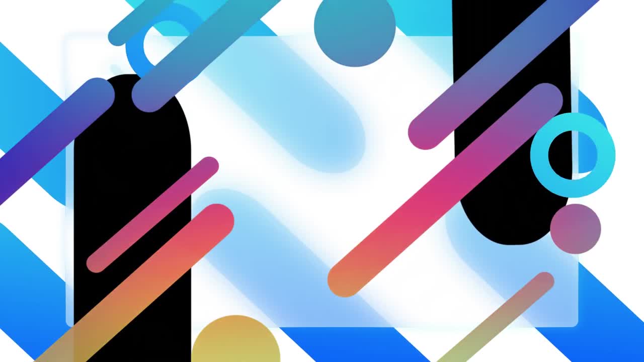 animación de esferas azules, rosas y negras y formas de cápsulas, sobre fondo blanco