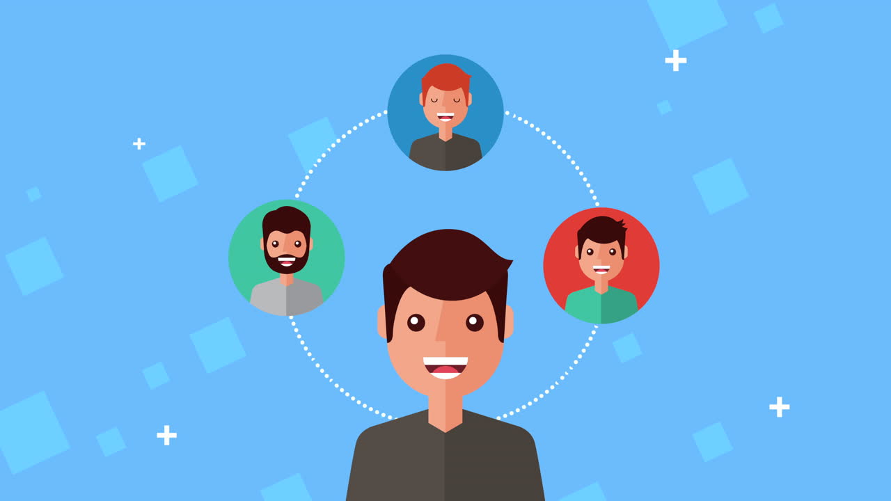 남성 커뮤니티와 함께 소셜 미디어 기술