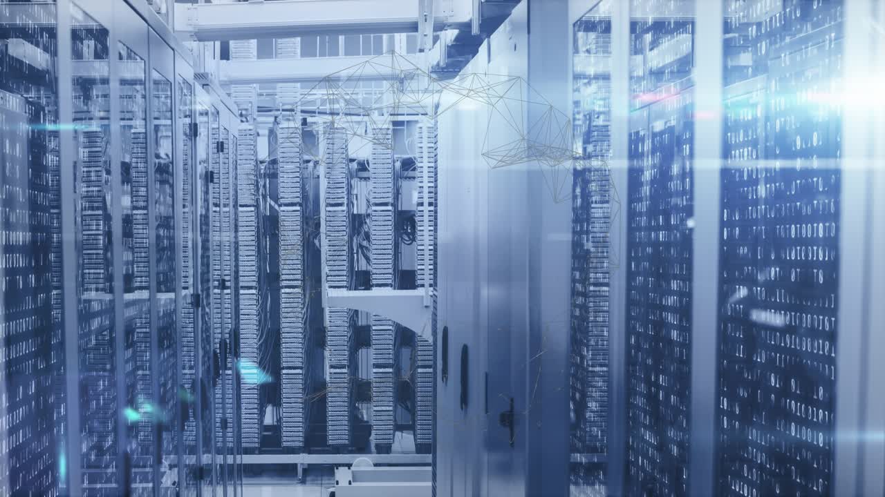 Animation of data processing over server room