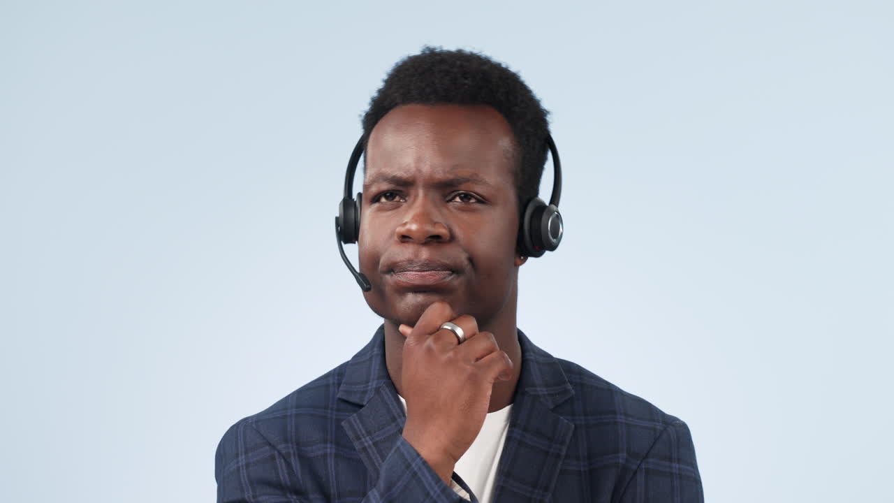Black man, face and thinking in call center