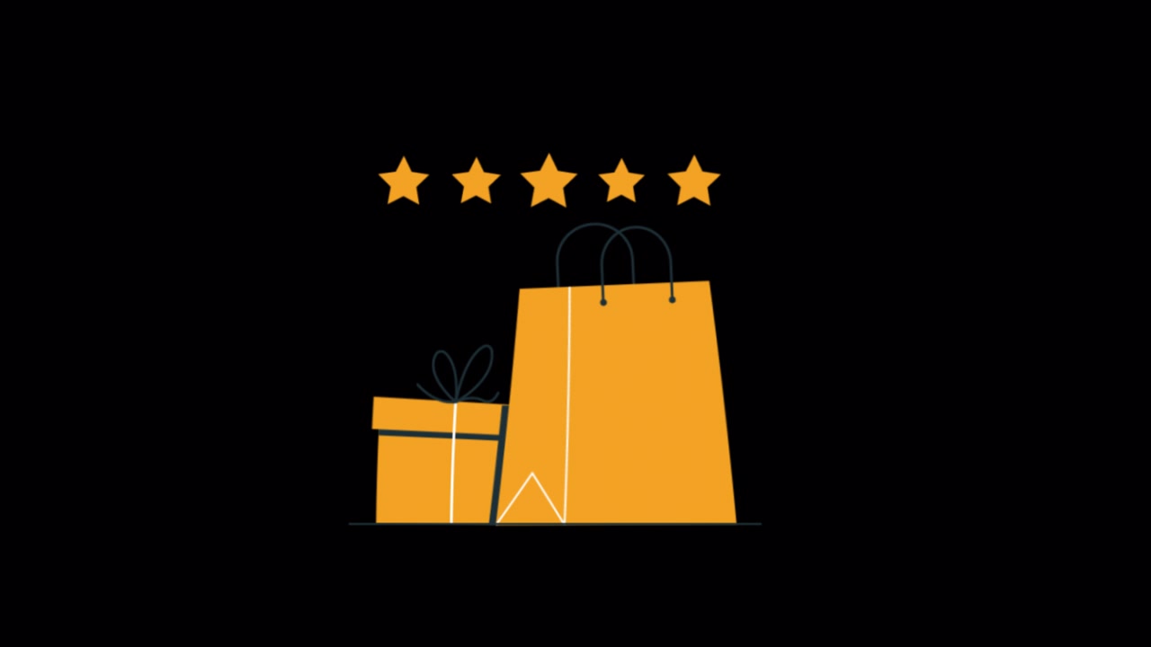 Animated Gift Box and Shopping Bag with Five Star Rating