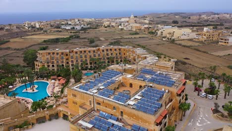 aerial view of a hotel complex and its surroundings in the maltese island of gozo