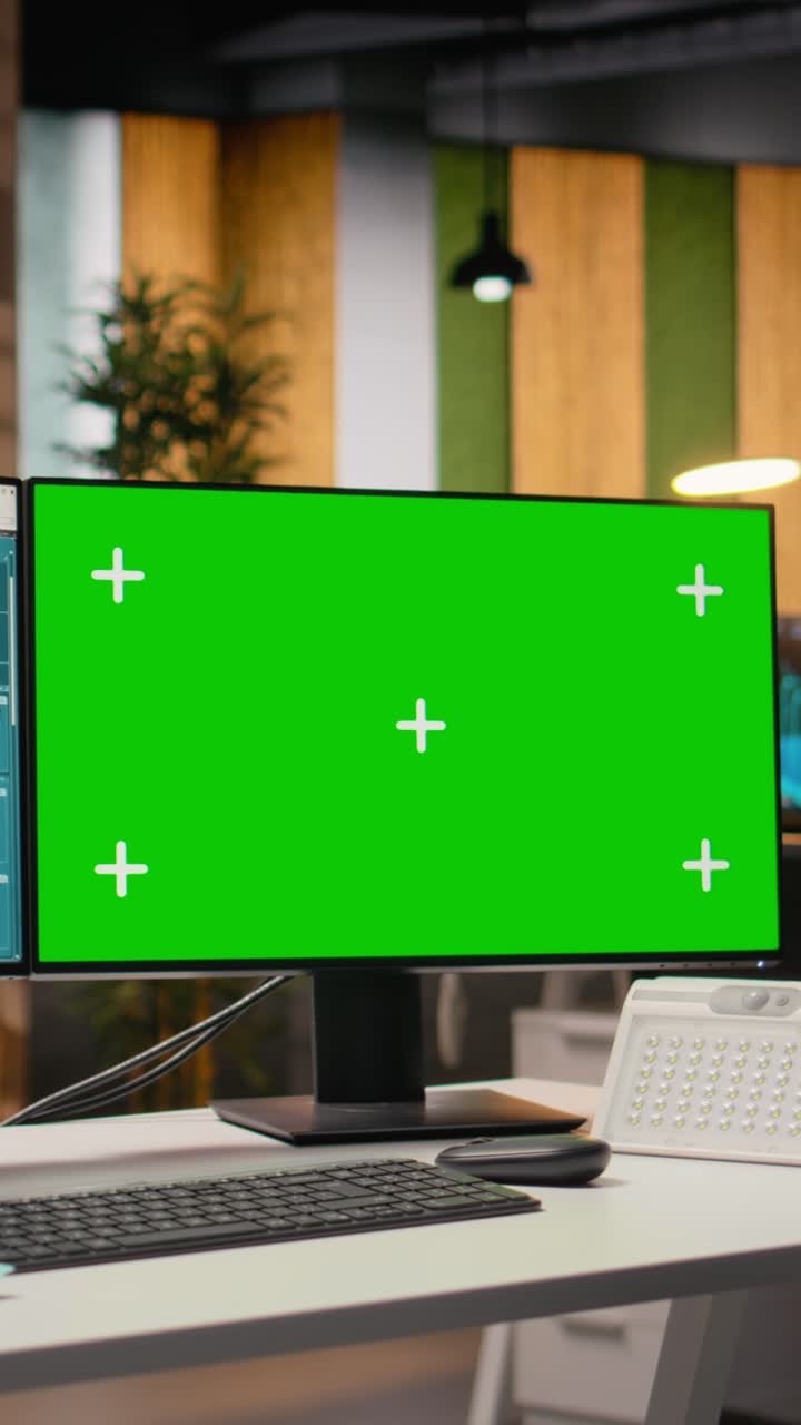 Power line tower CAD design displayed on green screen PC in engineering office