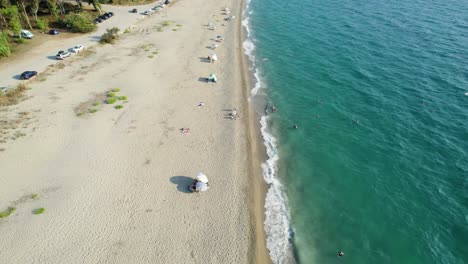 monolithi beach in preveza greece, longest beach in europe aerial view