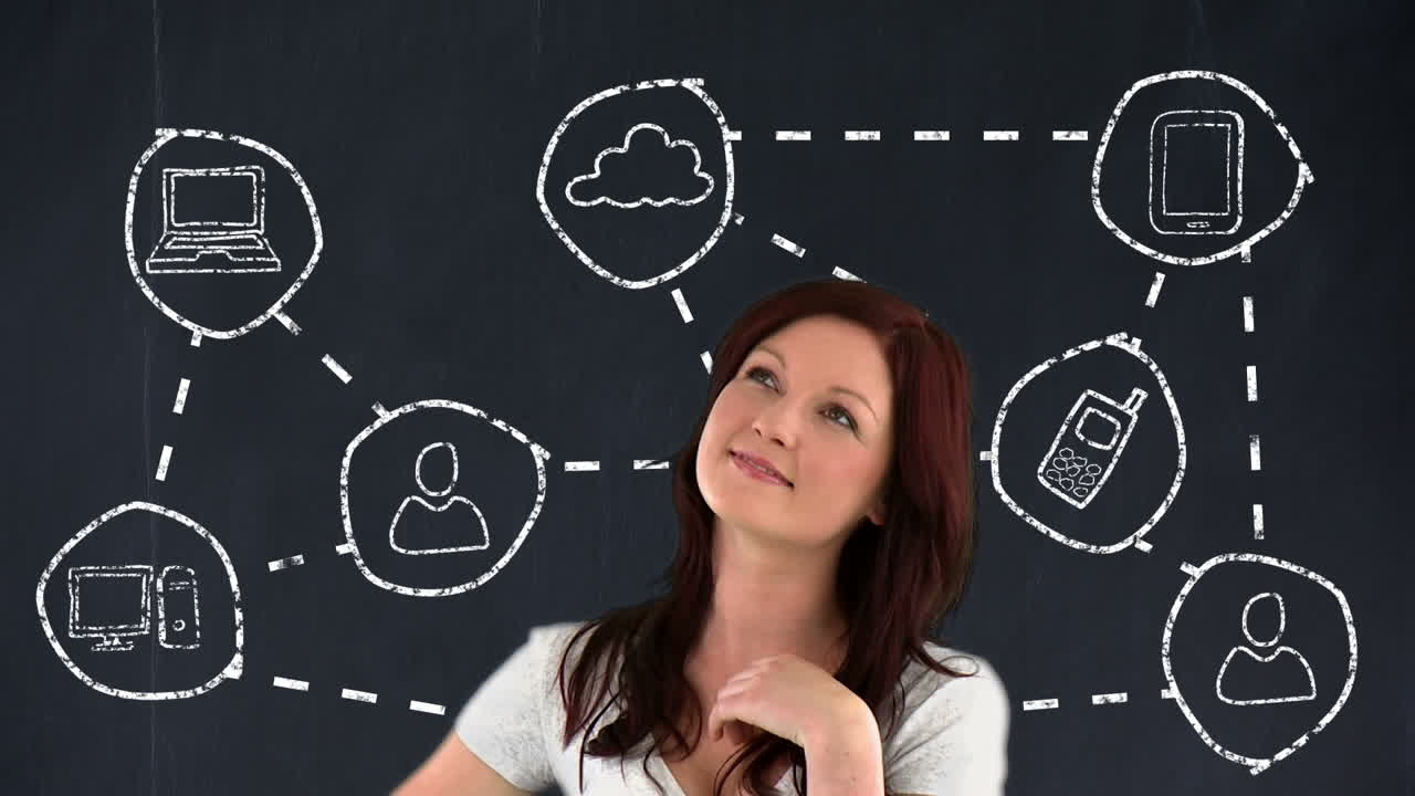 mujer de negocios pensando en aplicaciones