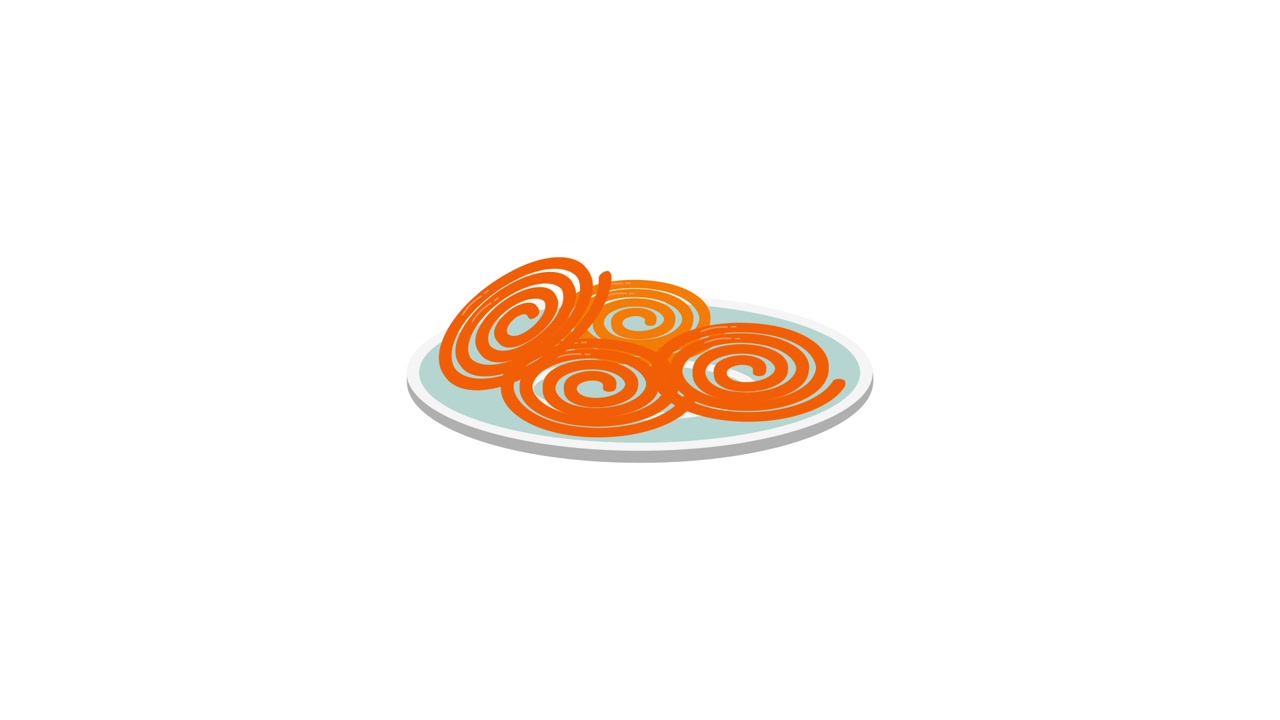 Animated Orange Spiral Jalebi Sweets on a Plate