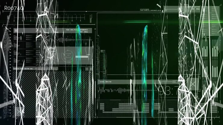 Animation of data processing and networks of connections over computer servers