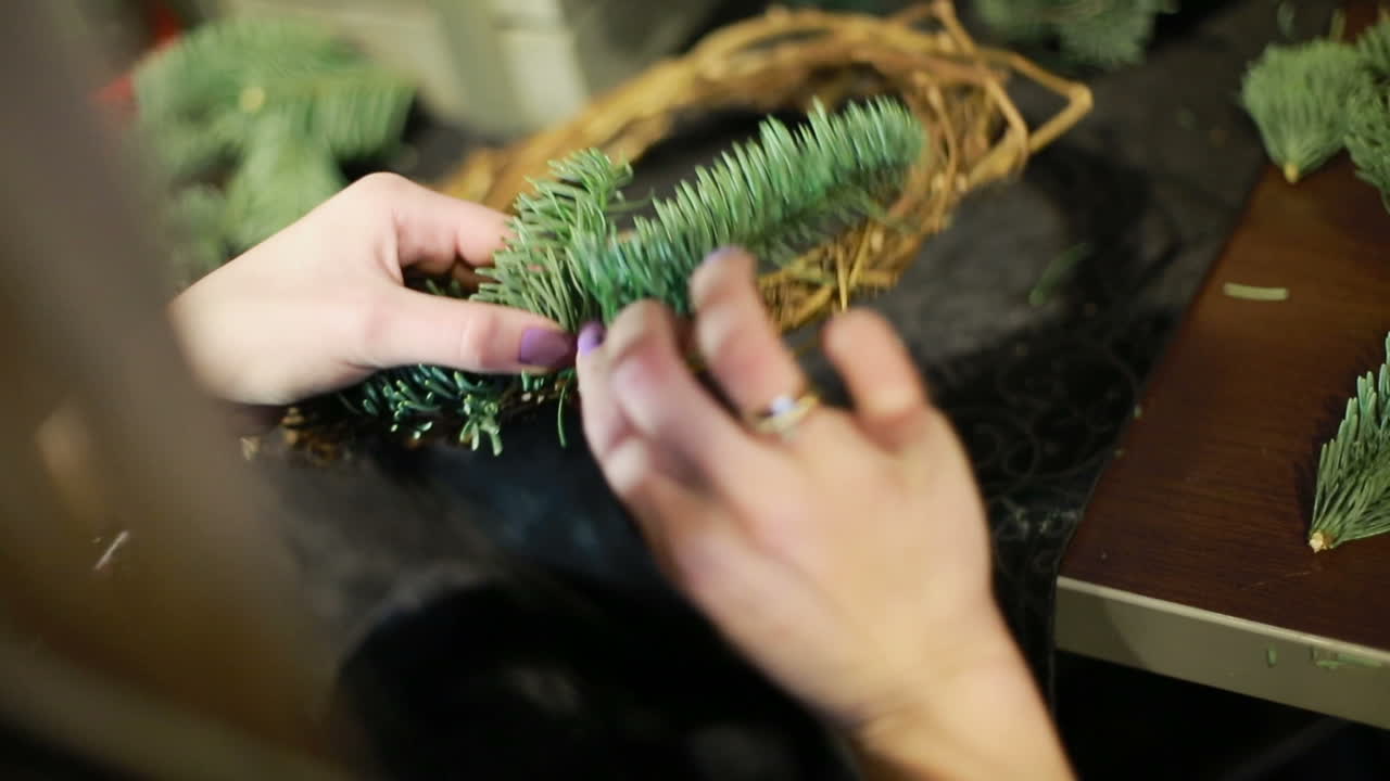 Making Christmas Gifts. Making of handmade christmas tree toys