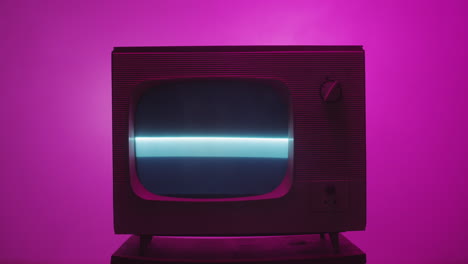 vintage television in neon light