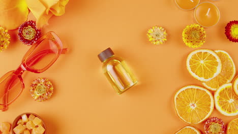 orange-themed decorative arrangement