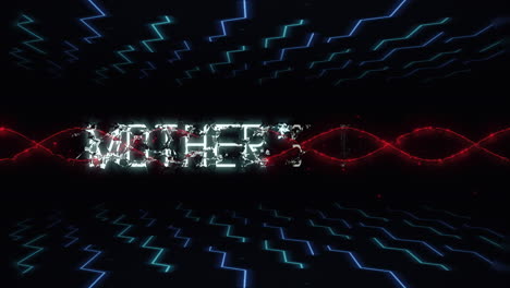 mothers day on motherboard with lines and neon elements