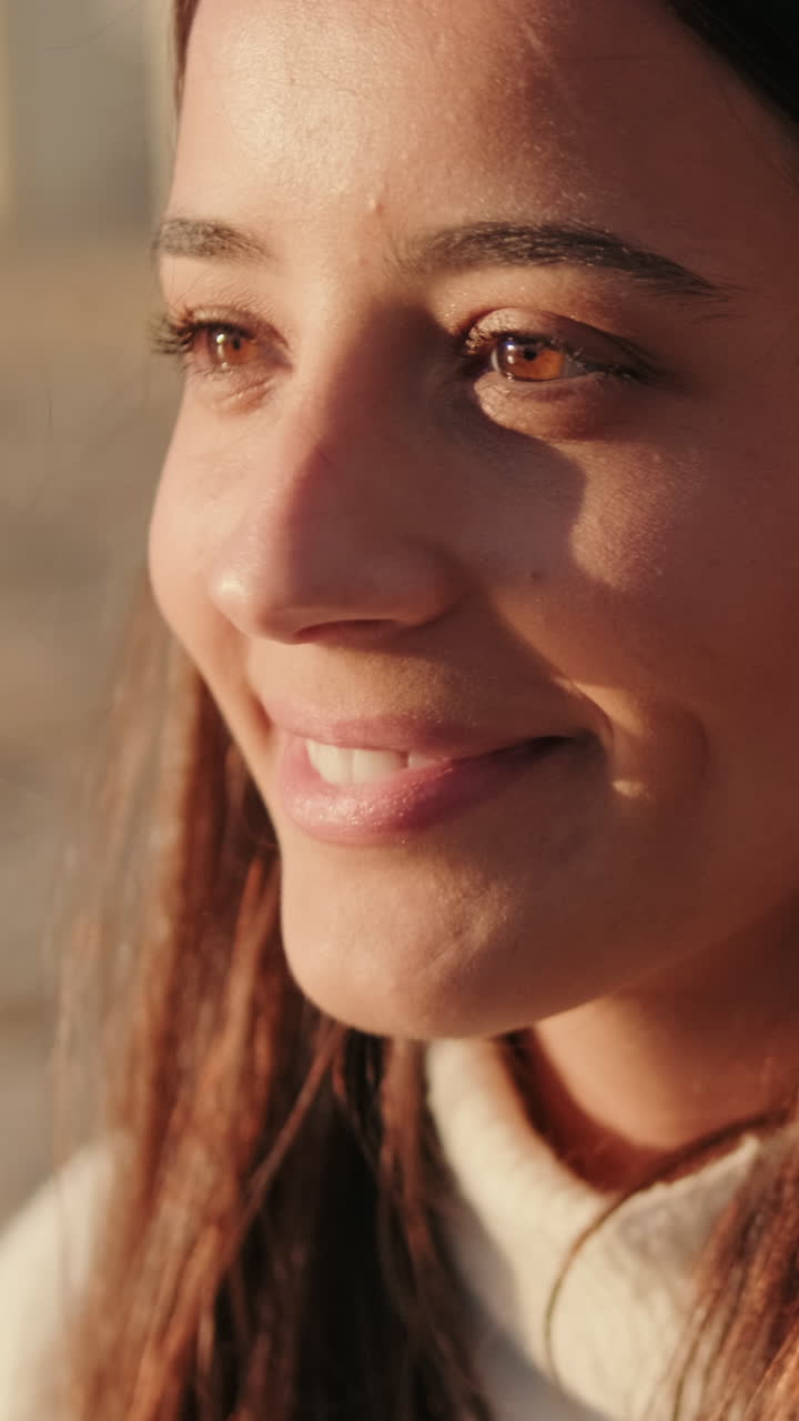 Smiling Woman in Seville at Golden Hour