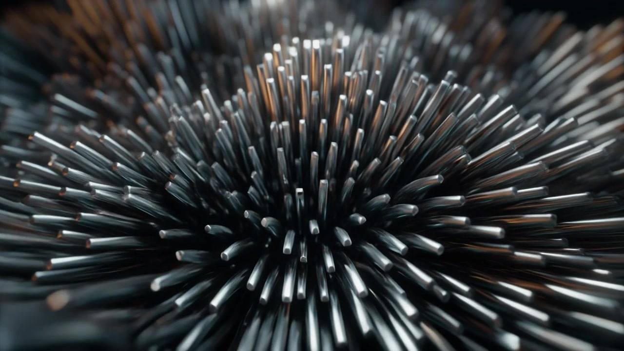 Abstract Animation of Metallic Rods Transforming into Spikes