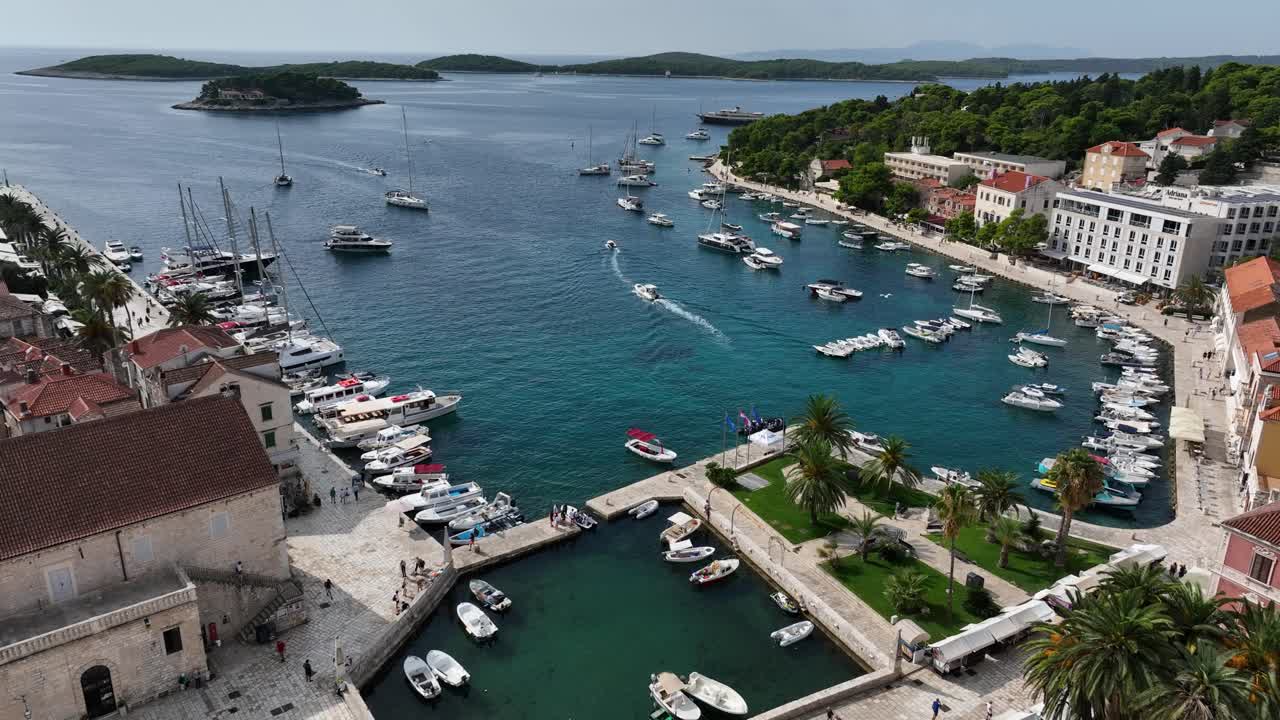 Hvar Croatian island in the Adriatic Sea, Drone shot