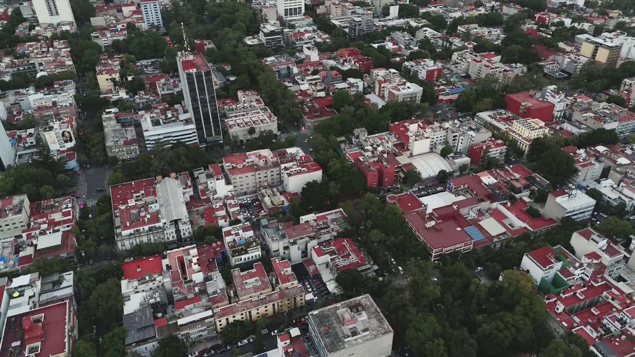 Colonia Roma from drone, Mexico City