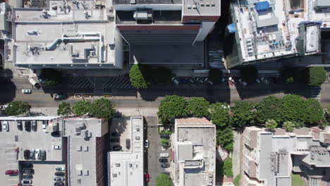 Aerial-looking-straight-down-on-Los-Angeles-city