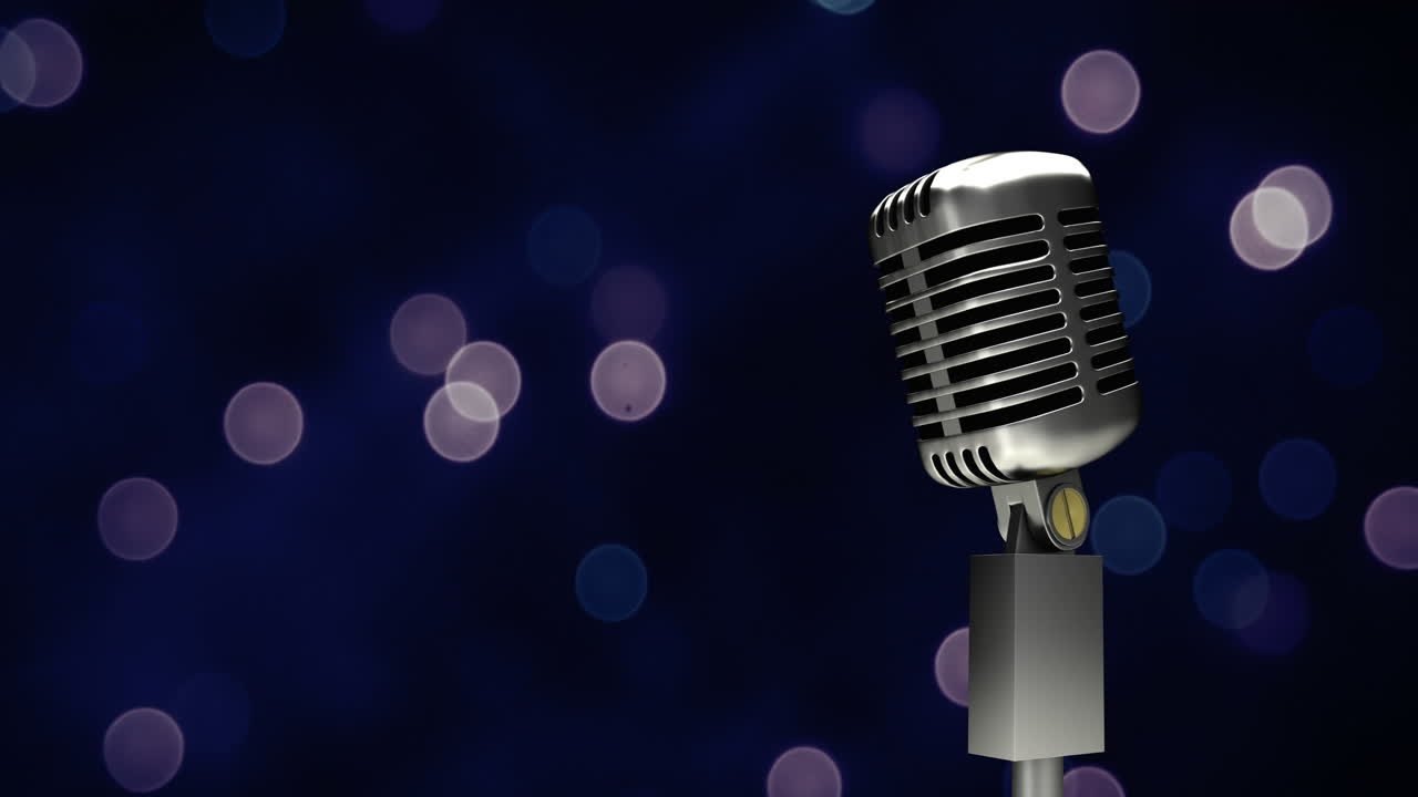 micrófono y luces parpadeantes 4k